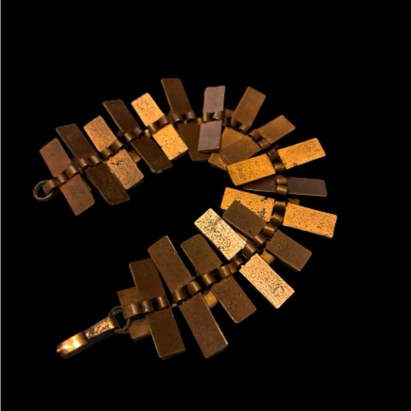 1950'S VINTAGE MATISSE RENOIR COPPER WHITE ENAMEL BRACELET - Picture 4 of 12